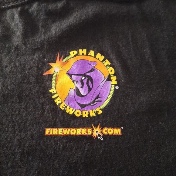 Vintage Phantom Fireworks Double Sided Graphic Print Black T-Shirt Size XL - Picture 2 of 7